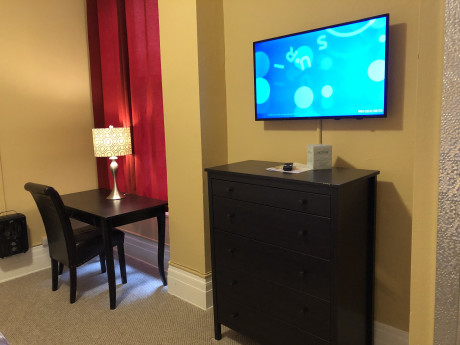 Watch your Favorite TV show on Our Cabled Flat Screen TV.
